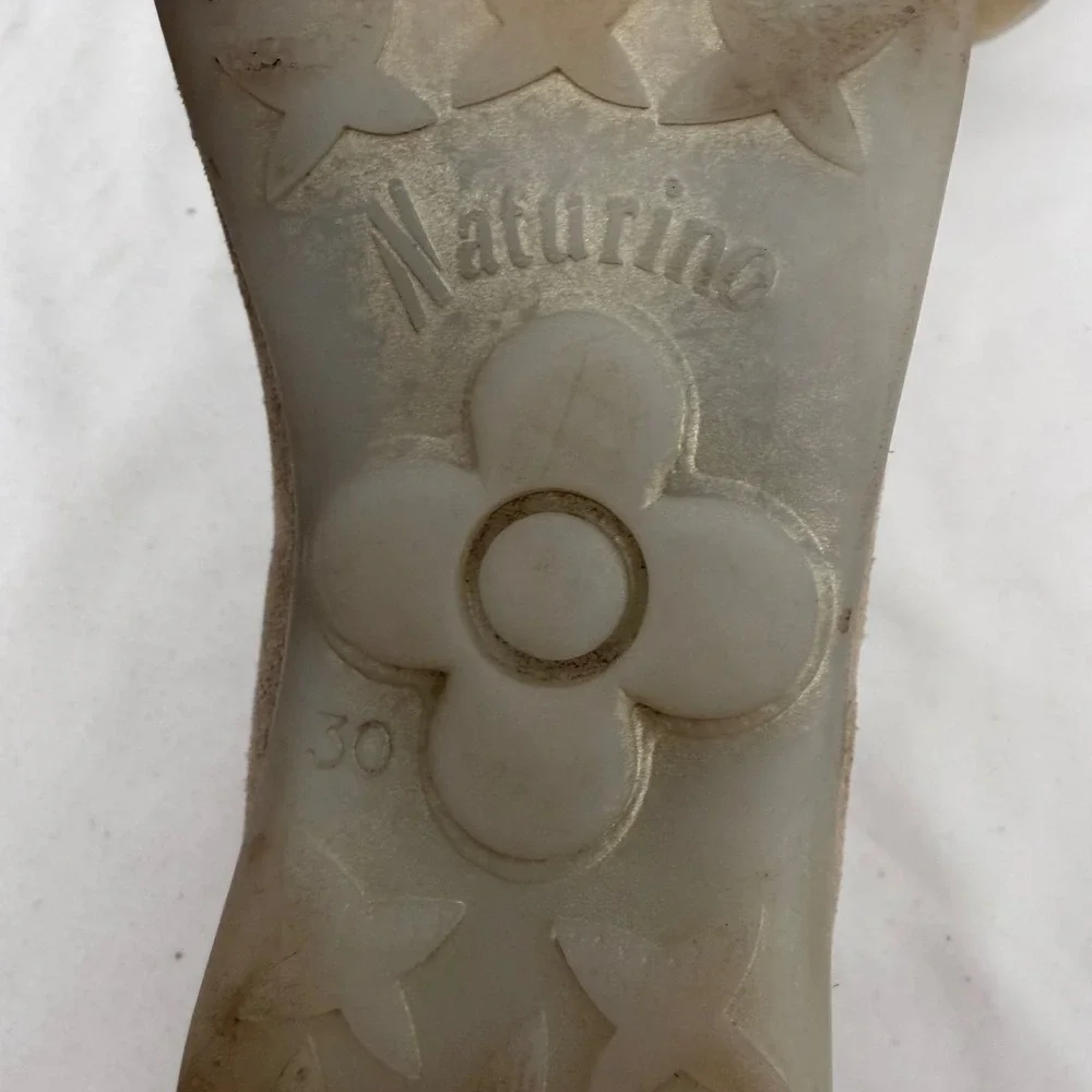 Naturino Girls Gold Suede Shimmer Ballet Flats Elastic Straps Size 30